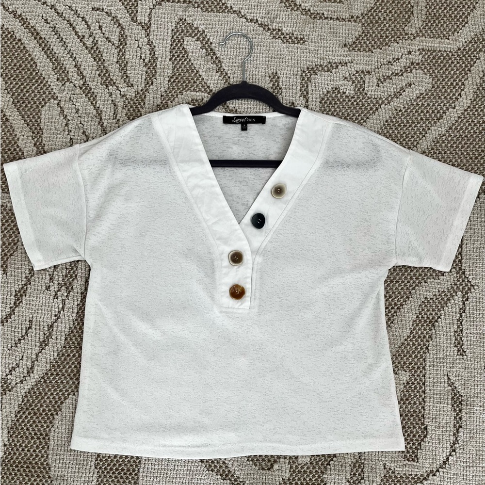 Vintage White Terrycloth Beach Coverup or Blouse with Assorted Buttons